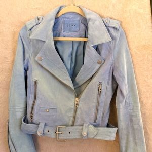 Pale Blue Leather Jacket